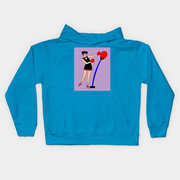 Boxing Female Boxer Retro Boxing Gloves Kids Hoodie by flofin